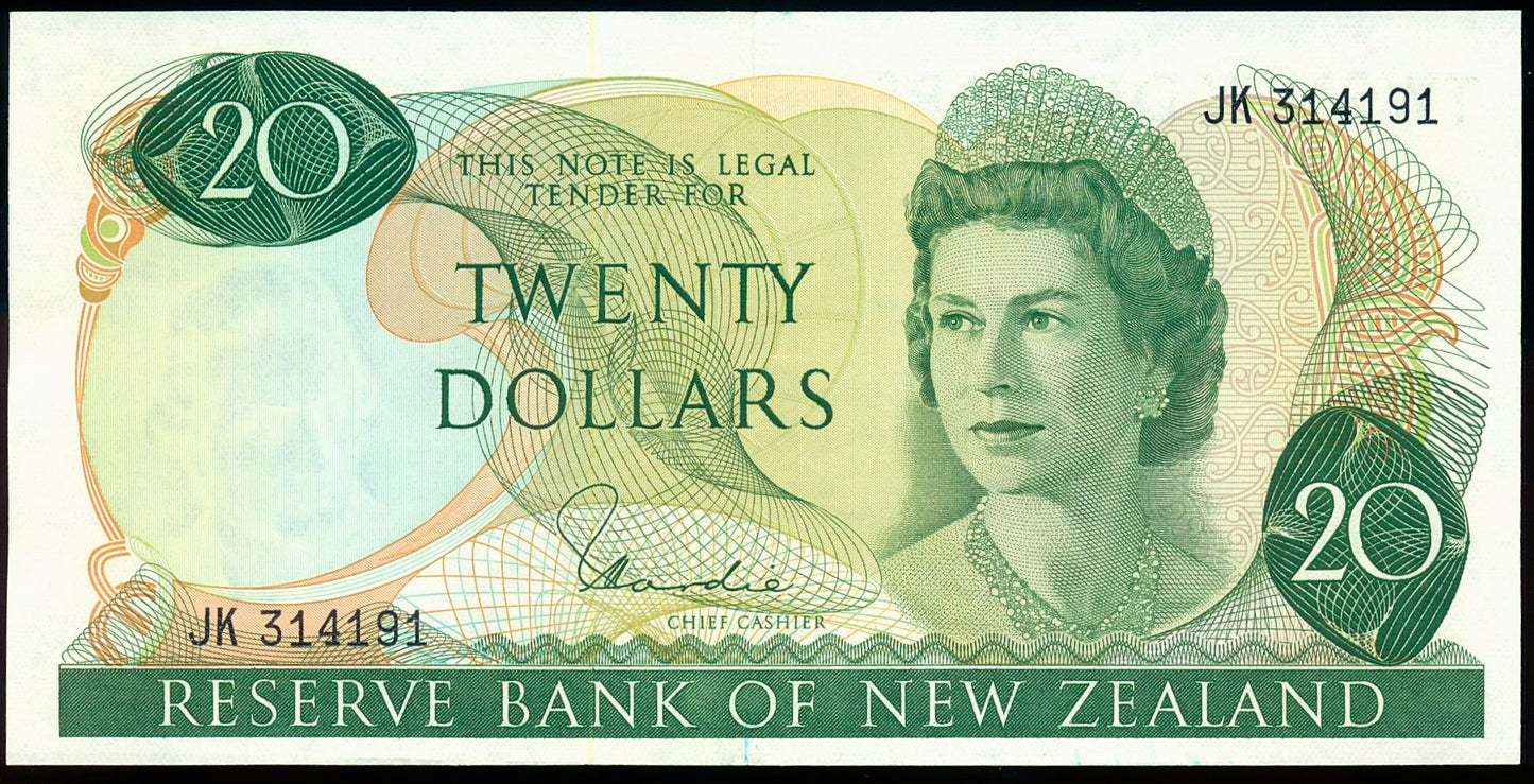 NEW ZEALAND P.167d 1977-1981 $20 CHOICE AUNC 58 EPQ