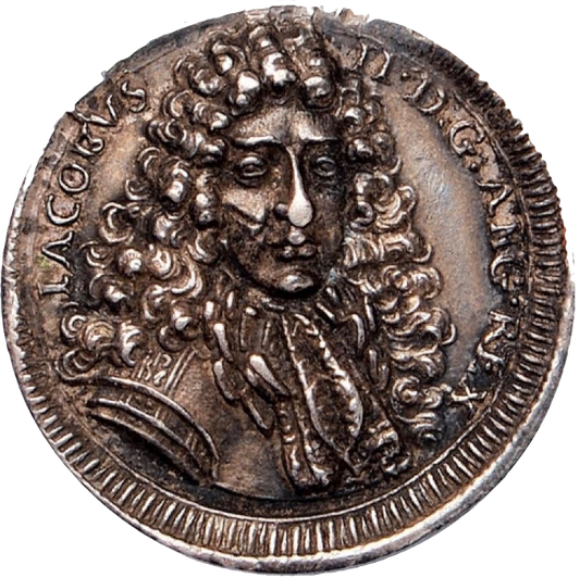 1685 Accession of James II 18mm silver medal E272 MI 604/5 Extremely rare GVF