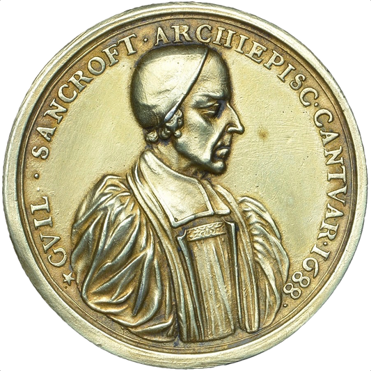 1688 Archbishop Sancroft and the Bishops 50mm gilt silver medal MI 622/37 E288b NEF