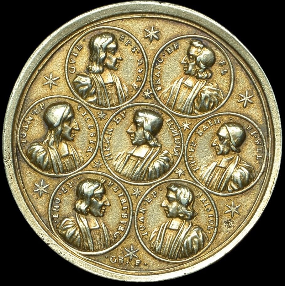 1688 Archbishop Sancroft and the Bishops 50mm gilt silver medal MI 622/37 E288b NEF