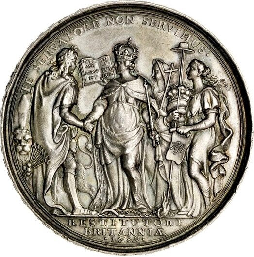 1689 Act of Toleration 49mm silver medal MI 683/64 E314 NEF
