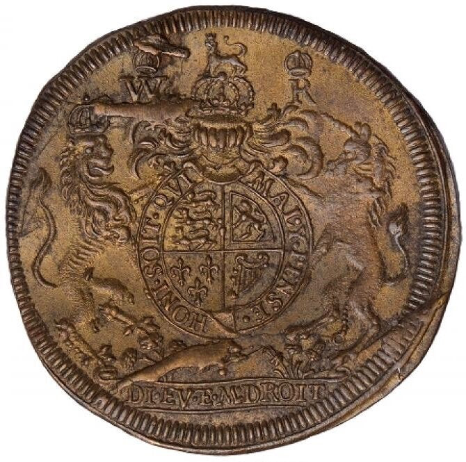 1689 Coronation brass counter MI 679/56 EF