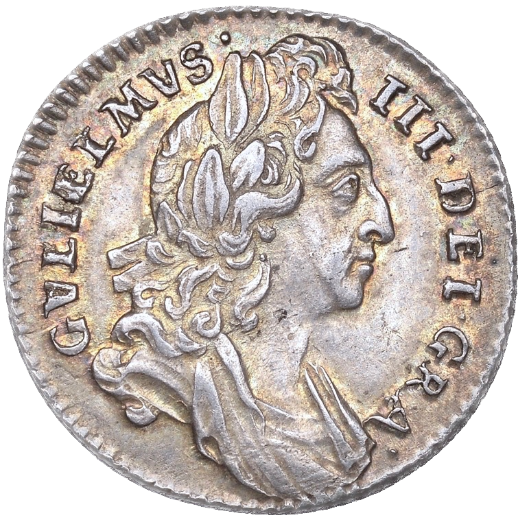 1696/5 Sixpence First bust S3520 ESC 1207 E over C in GVLIELMVS Very rare (R2) EF