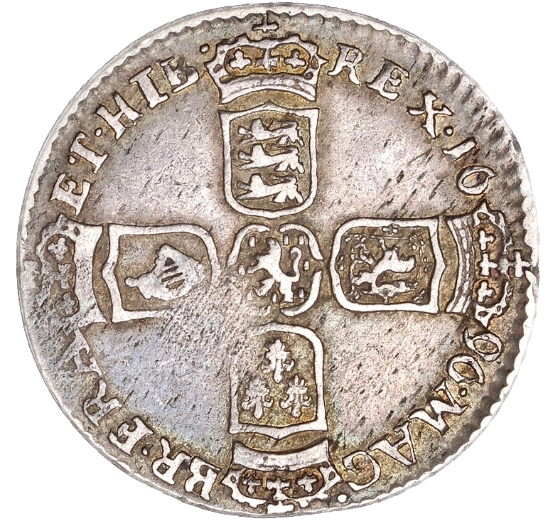 1696 Sixpence S3520 ESC 1214 Arms of Scotland at date Excessively rare (R4) GF