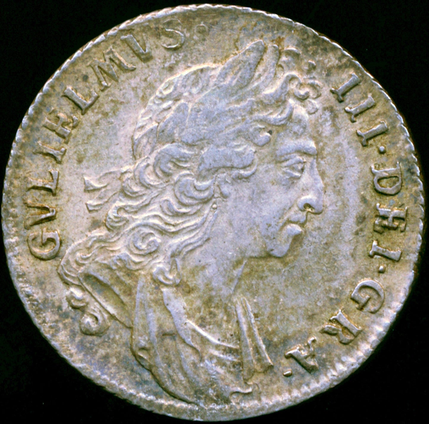 1696 Shilling First bust E over ? in DEI S3497 ESC 1104var GVF