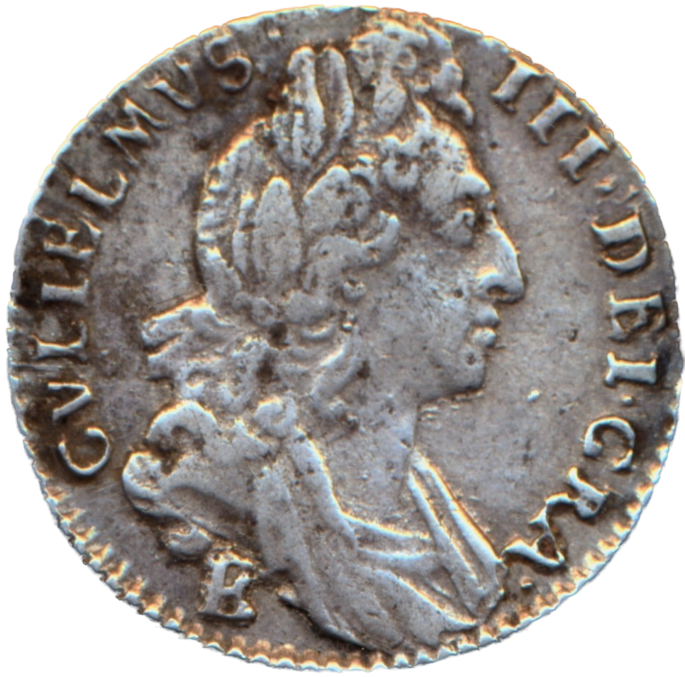 1697B Sixpence First bust Bristol Mint B over E S3532 ESC 1263 NVF/GF