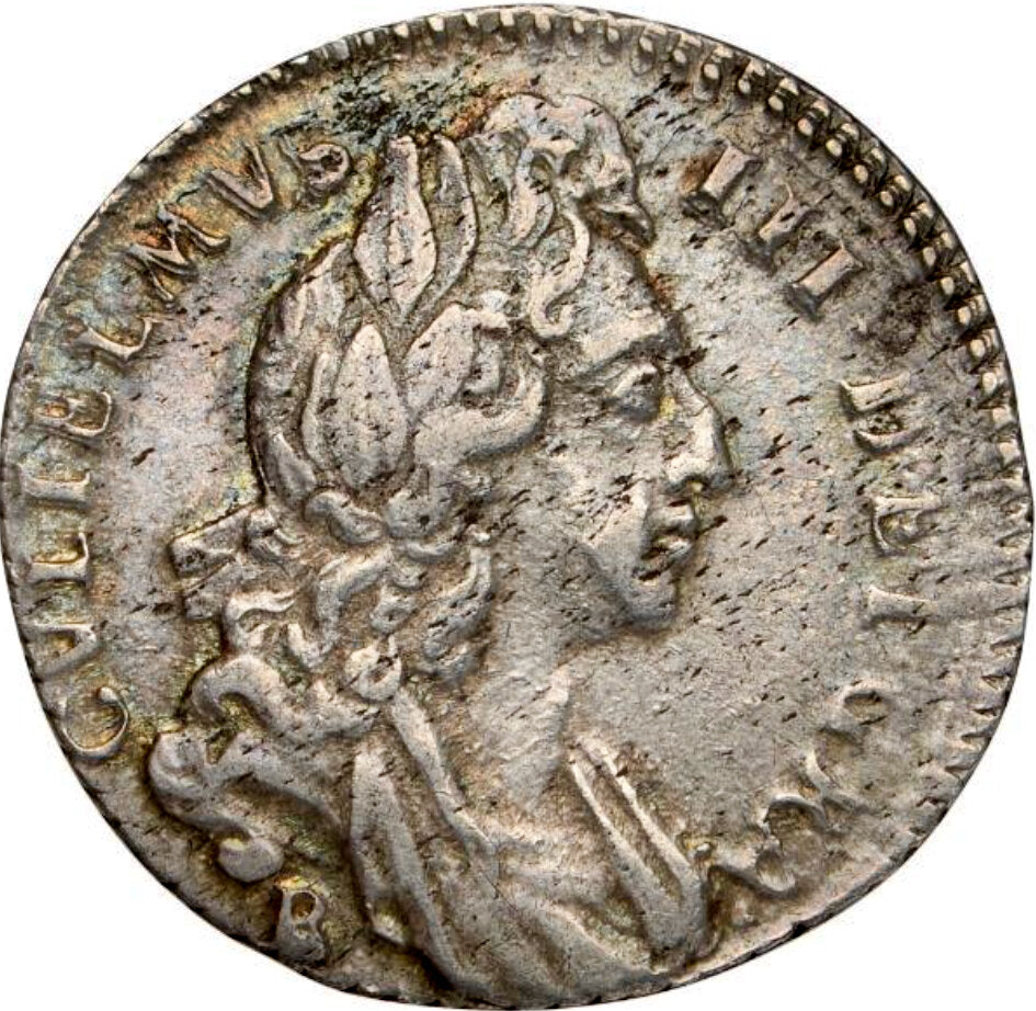 1697 Sixpence First bust Bristol Mint S3532 ESC 1261 Rare VF/GVF