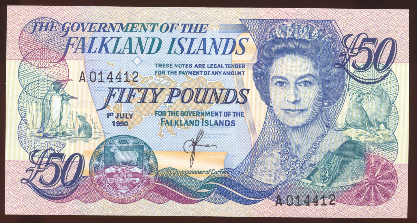 FALKLAND ISLANDS P.16 1990 £50 UNC