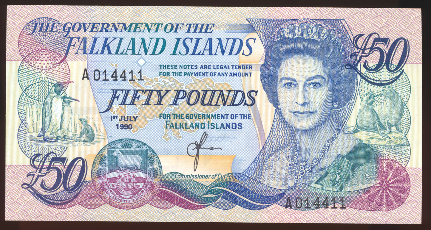 FALKLAND ISLANDS P.16 1990 £50 UNC