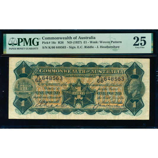 AUSTRALIA P.16c 1927 1 Pound K66 VF 25