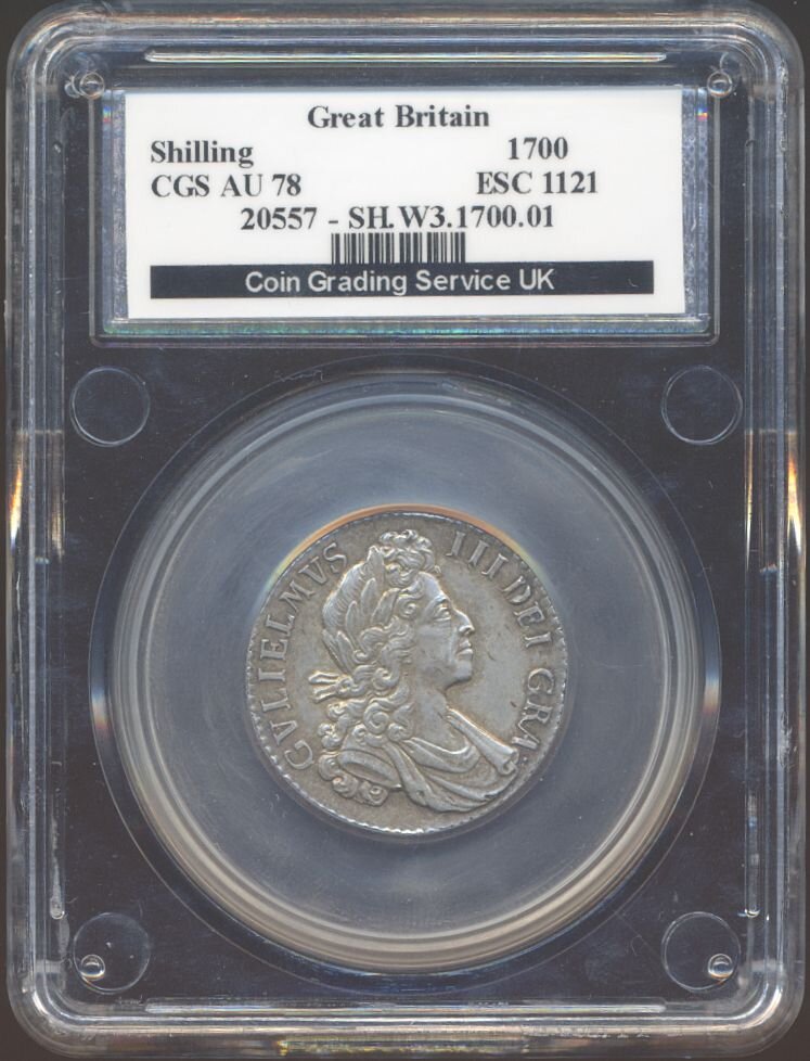 1700 Shilling Fifth bust ‘high hair’ Tall 00's S3516 ESC 1150 Scarce UNC LCGS78