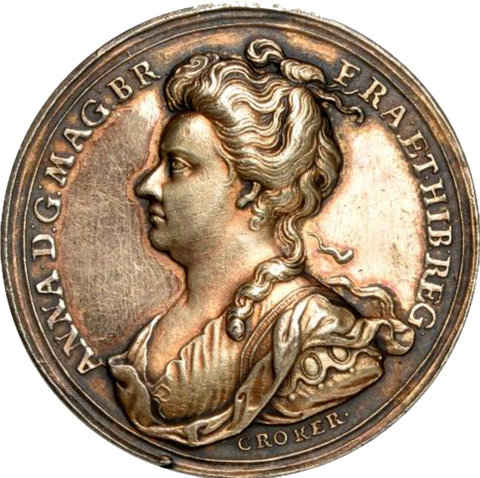 1704 Battle of Blenheim 34.5mm gilt-silver medal by Croker E409 MI 256/49 NEF