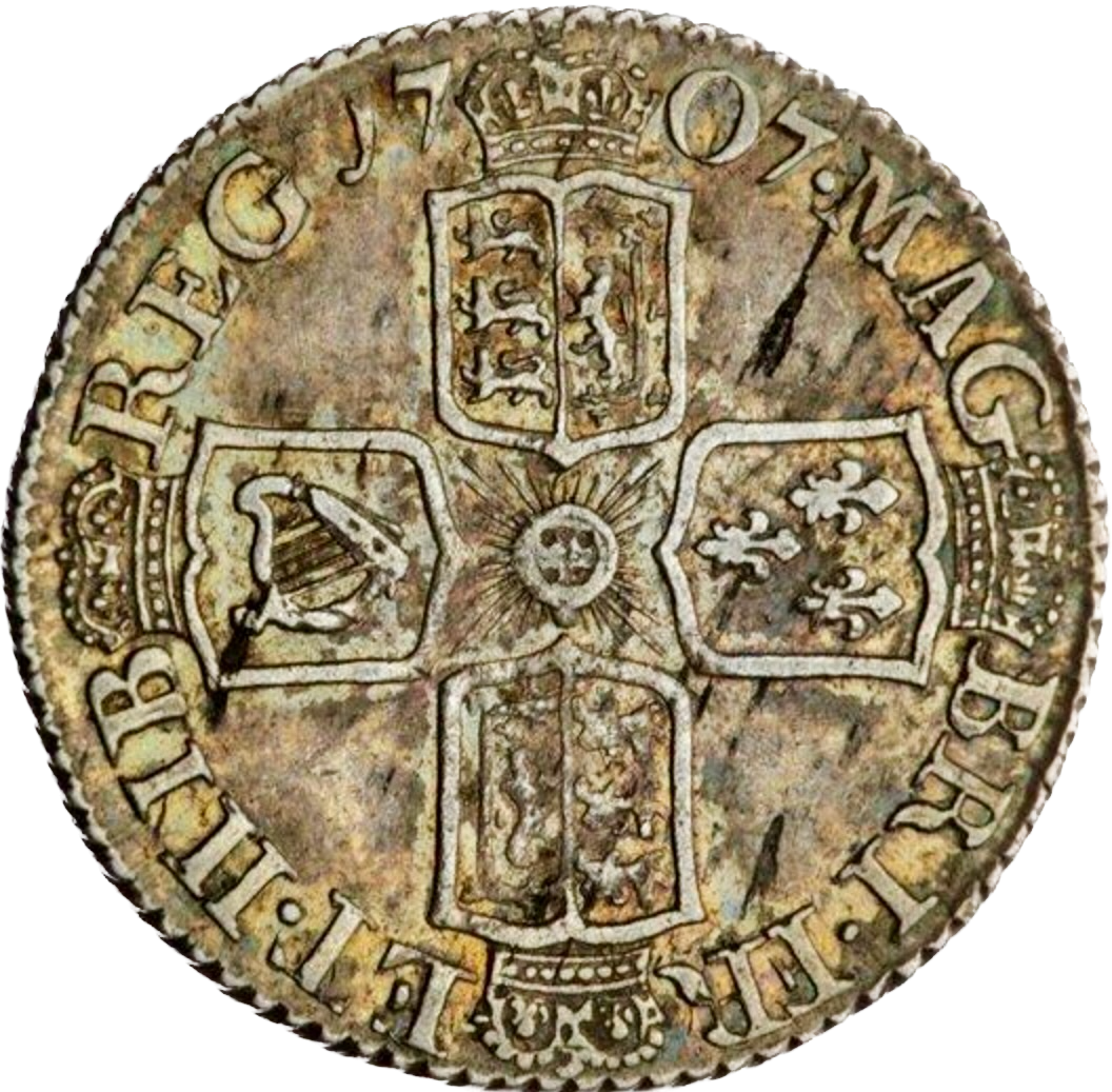 1707 Sixpence Plain in angles Wide shields S3619 ESC 1453 Scarce GVF