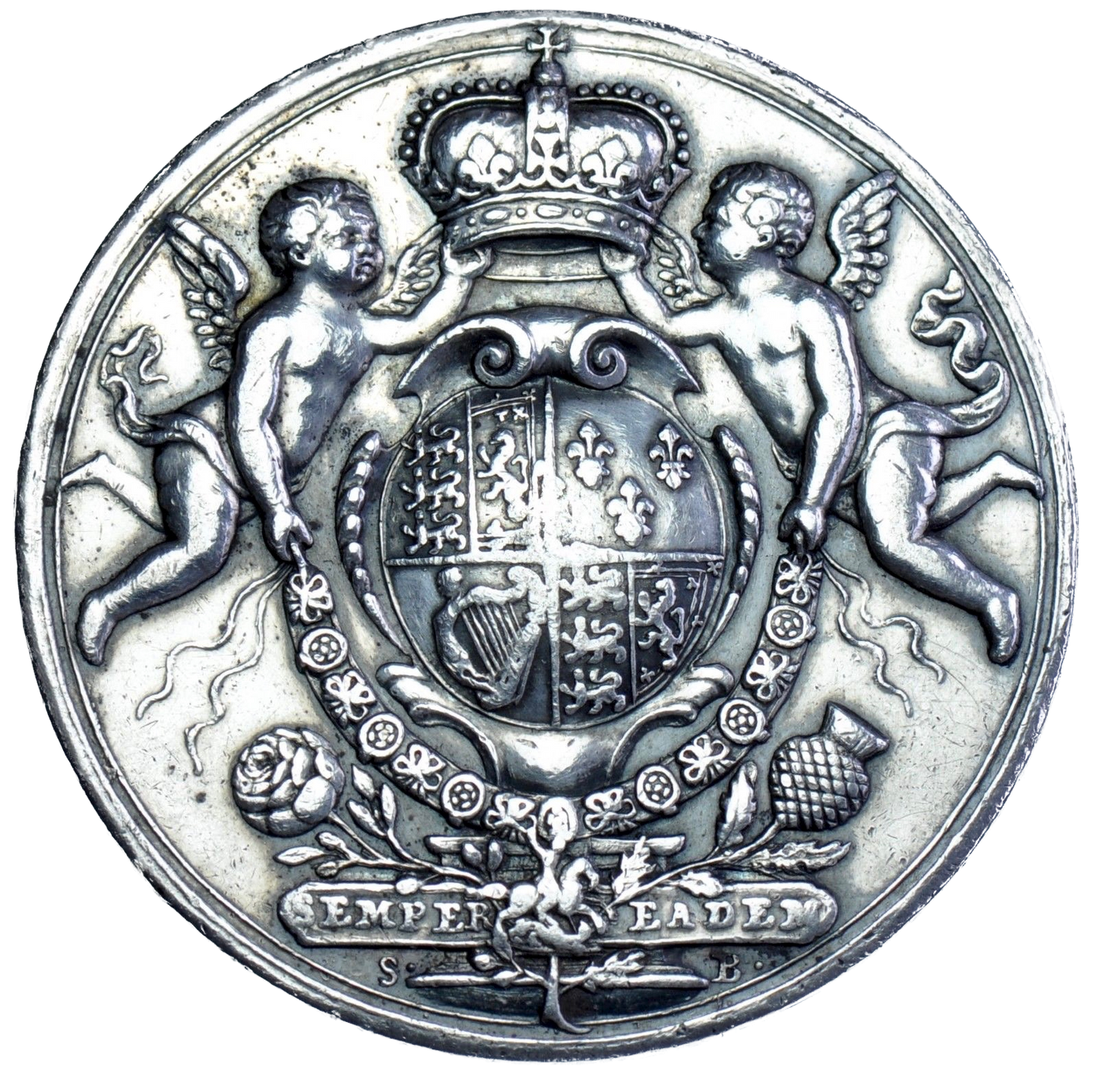 1707 Union of England and Scotland 34mm silver medal MI 296/111 E425 GVF