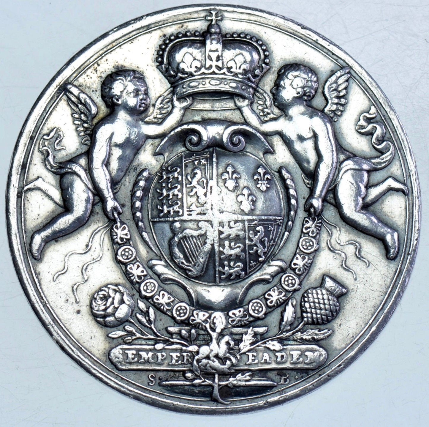 1707 Union of England and Scotland 34mm silver medal MI 296/111 E425 GVF