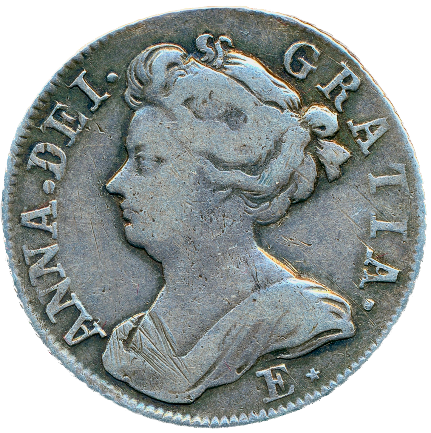 1708 E* Shilling S3615 ESC 1439 Fifth bust Very rare (R2) GF