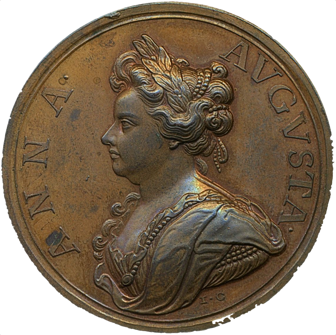 1710 Capture of Douay 48mm copper medal by Croker MI 369/213 E443