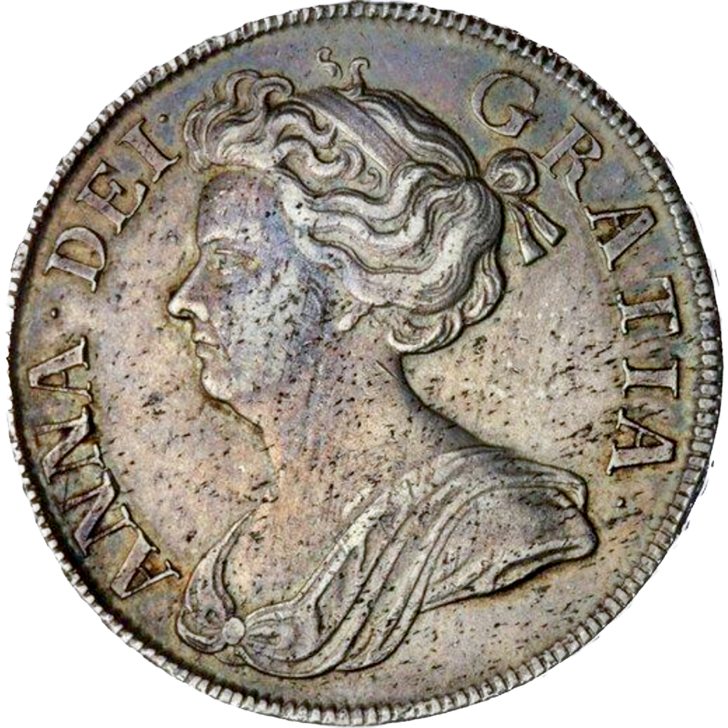 1712 Halfcrown Second bust Roses and plumes Edge UNDECIMO S3607 ESC 1374 Scarce EF or near so