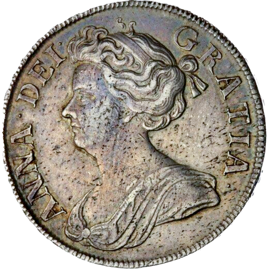 1712 Halfcrown Second bust Roses and plumes Edge UNDECIMO S3607 ESC 1374 Scarce EF or near so