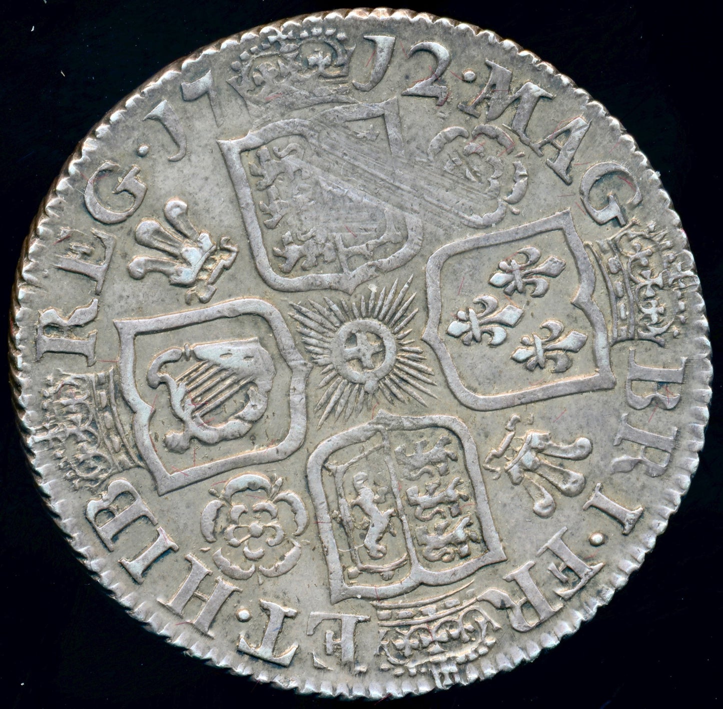 1712 Shilling Fourth bust Roses and plumes S3617 ESC 1410 NEF