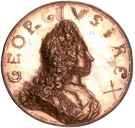 1714 Coronation 132mm bronzed electrotype copy medal by Seelander MI426/15 UNC