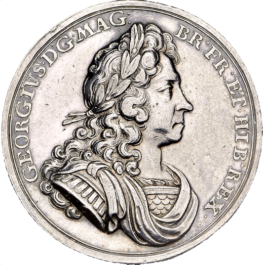 1714 Coronation silver medal E470 MI424/9 GVF