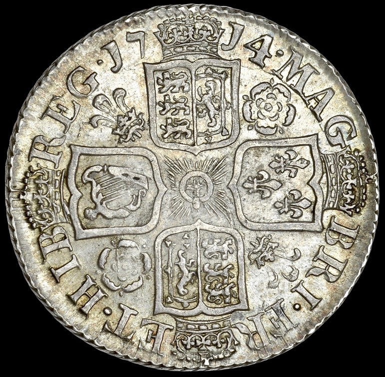 1714 Shilling Fourth bust Roses and plumes S3617 ESC 1412 NEF