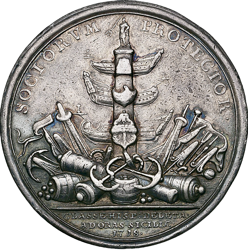 1718 George I Battle of Cape Passaro silver medal MI 439/42 E481 VF