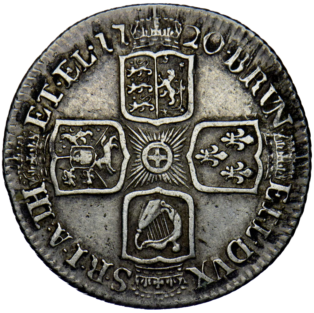 1720 Shilling First bust Plain in angles S3646 ESC 1572 NEF