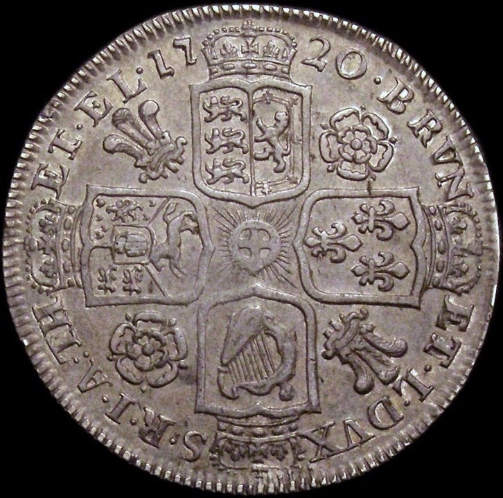 1720 Halfcrown Roses and plumes Edge SEXTO Unaltered date S3642 ESC 1556 Extremely rare (R3) GVF