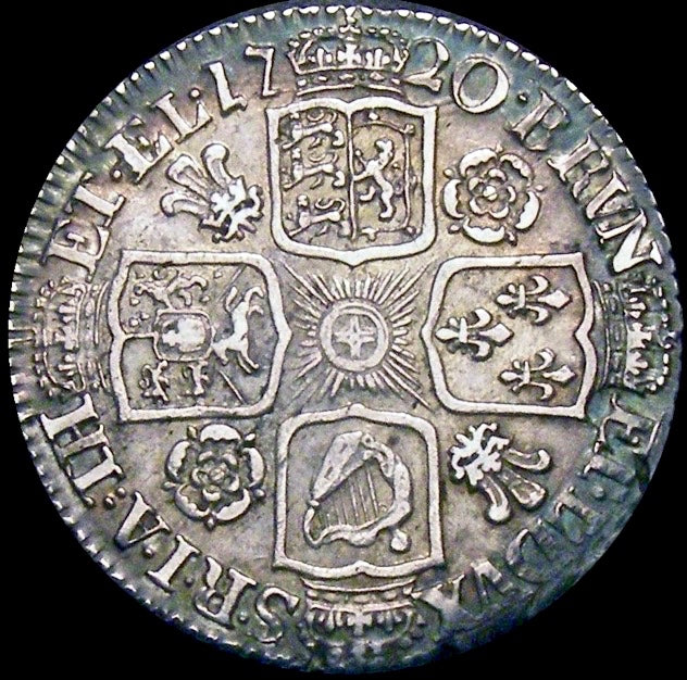 1720 Shilling First bust Roses and plumes S3645 ESC 1569 Very rare (R2) NEF/EF