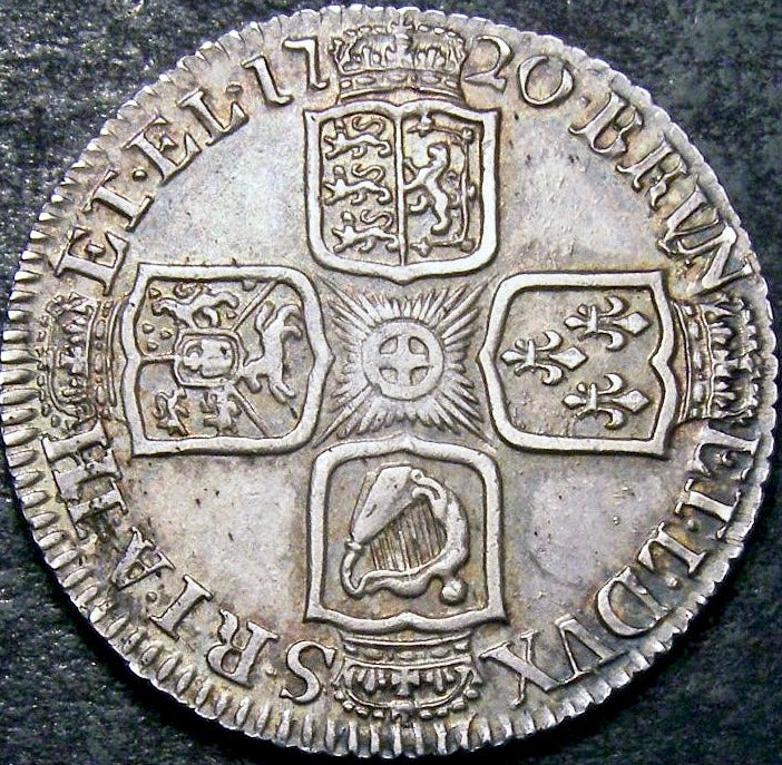 1720 Shilling First bust Plain in angles S3646 ESC 1572 GVF/NEF