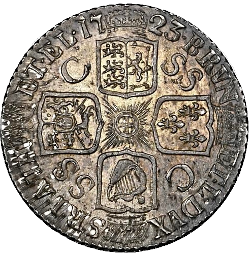 1723 Shilling First bust SSC in angles S3647 ESC 1586 AUNC