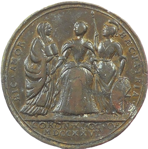 1727 Coronation of Caroline bronze medal (by Thomas Tibbs?) MI 479/8 VF Rare