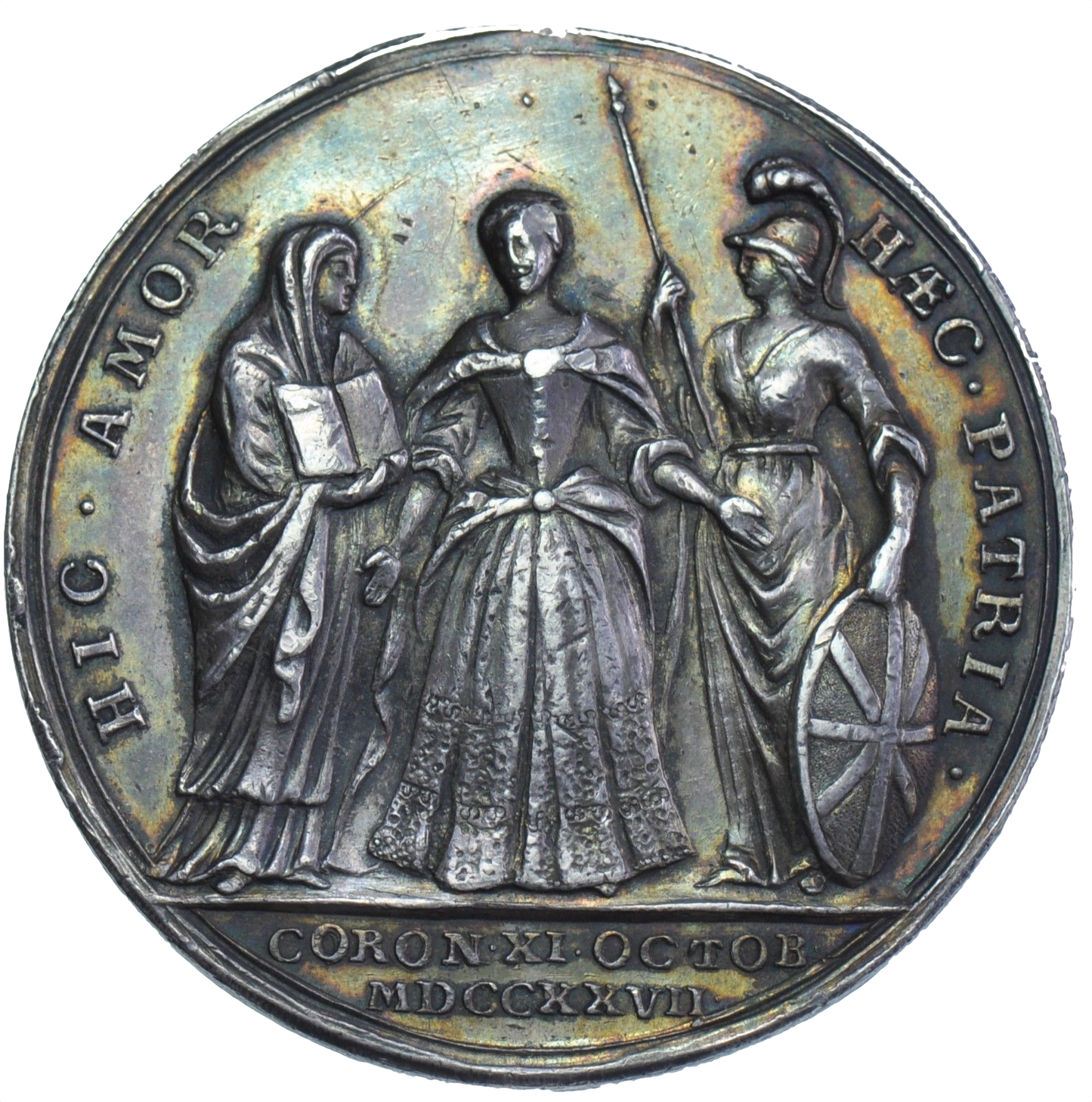 1727 Coronation of Caroline silver medal E512 MI480/8 GVF/NEF