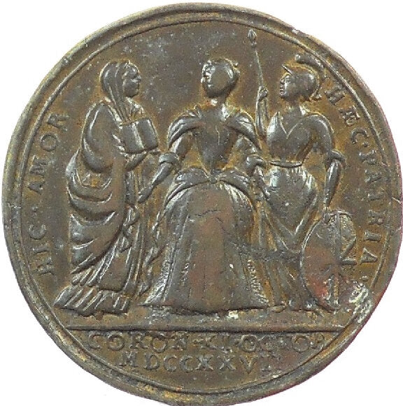 1727 Coronation of Caroline bronze medal (by Thomas Tibbs?) MI 479/8 VF Rare