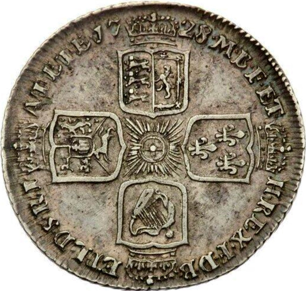 1728 Shilling Young head Plain in angles S3699 ESC 1698 Very rare (R2) GVF/NEF