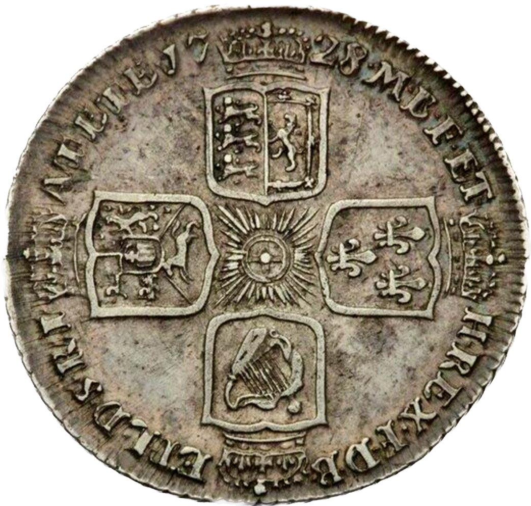 1728 Shilling Young head Plain in angles S3699 ESC 1698 Very rare (R2) GVF/NEF