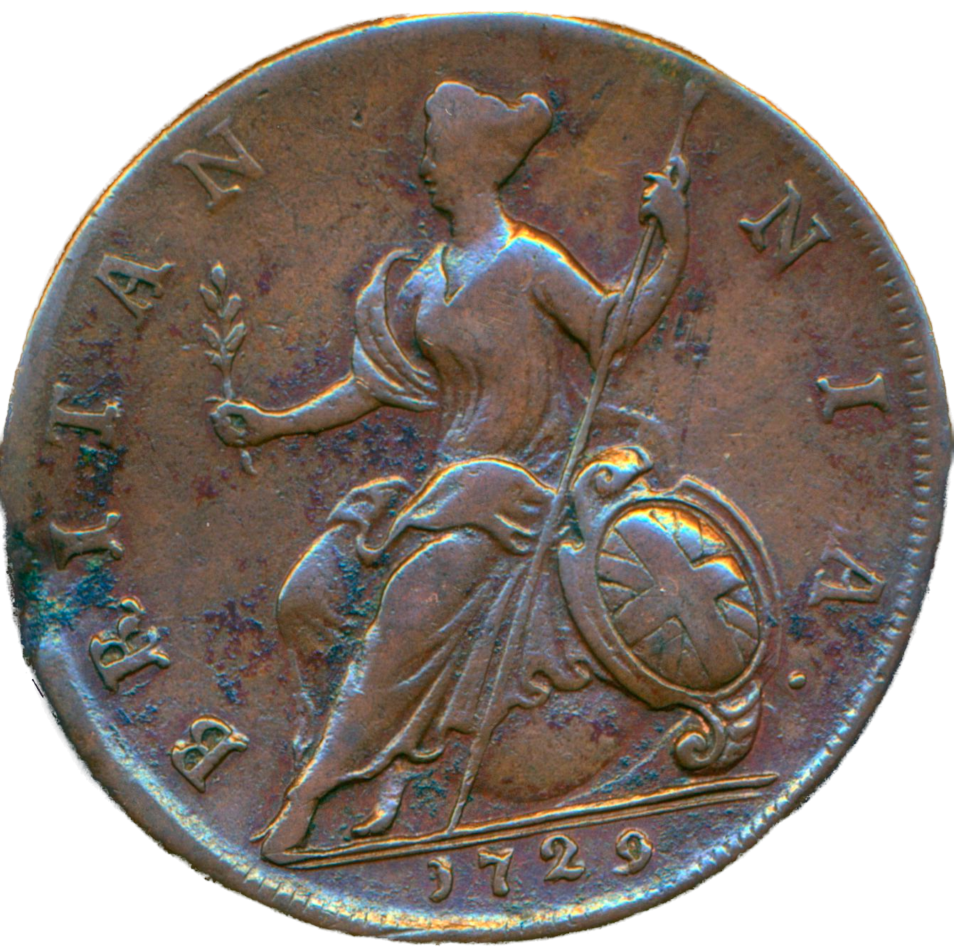 1729 Halfpenny S3717 BMC 830 Scarce AVF