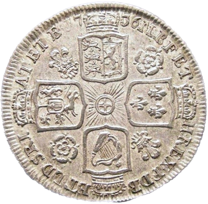 1736 Shilling Young head Roses and plumes S3700 ESC 1709 EF