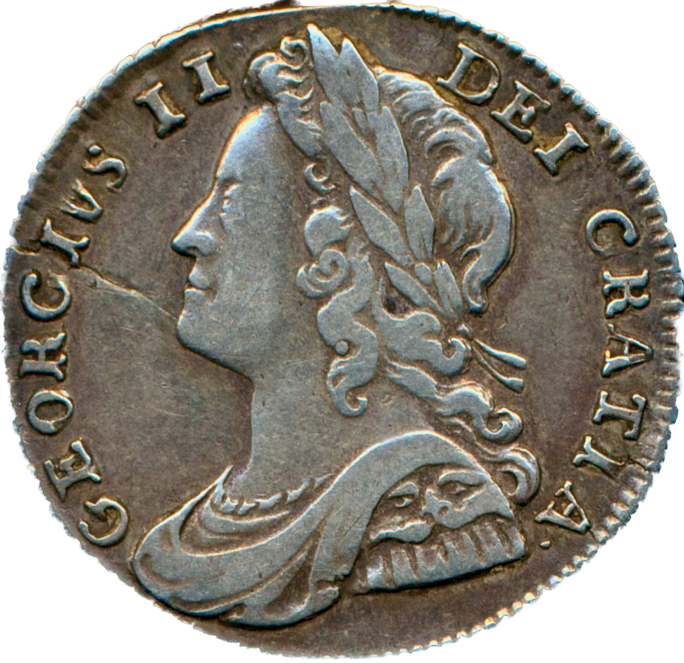 1736 Young head Roses and plumes Sixpence S3707 ESC 1747 Rare (R) AVF