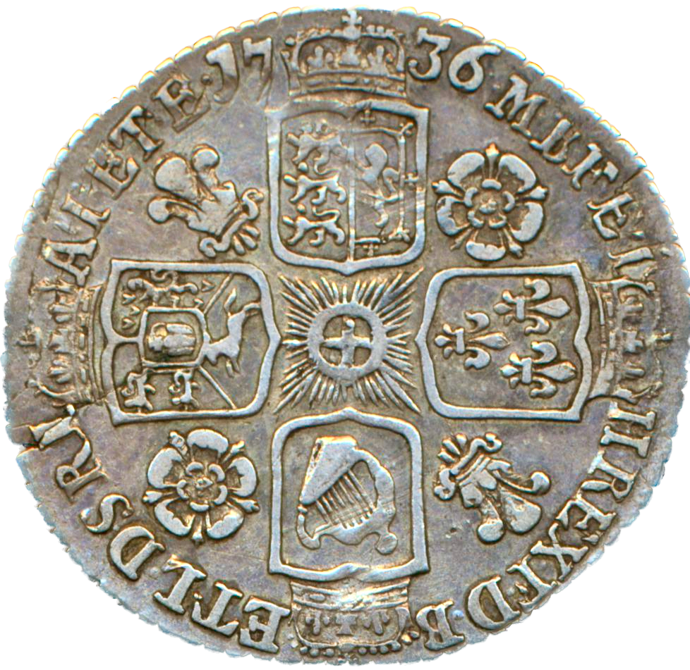 1736 Young head Roses and plumes Sixpence S3707 ESC 1747 Rare (R) AVF