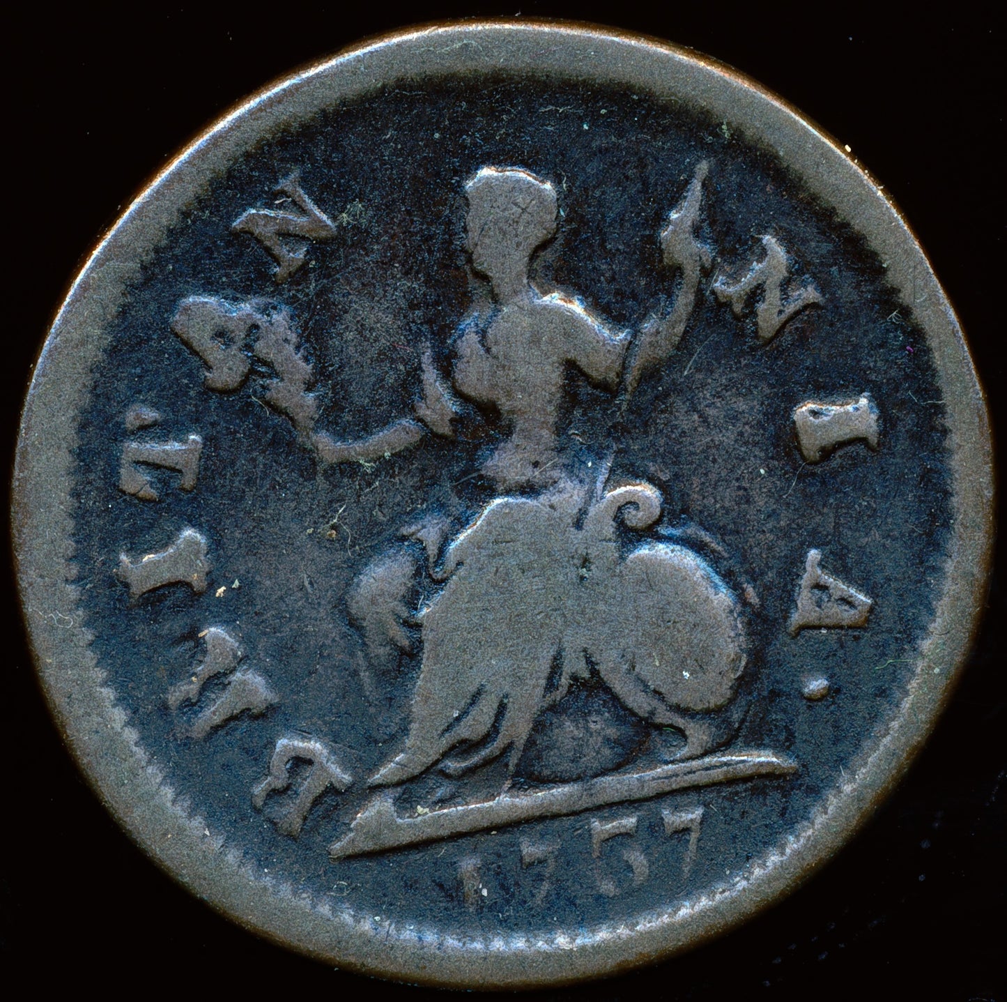 1737 Farthing S3720 BMC 867 Large date figures Scarce F