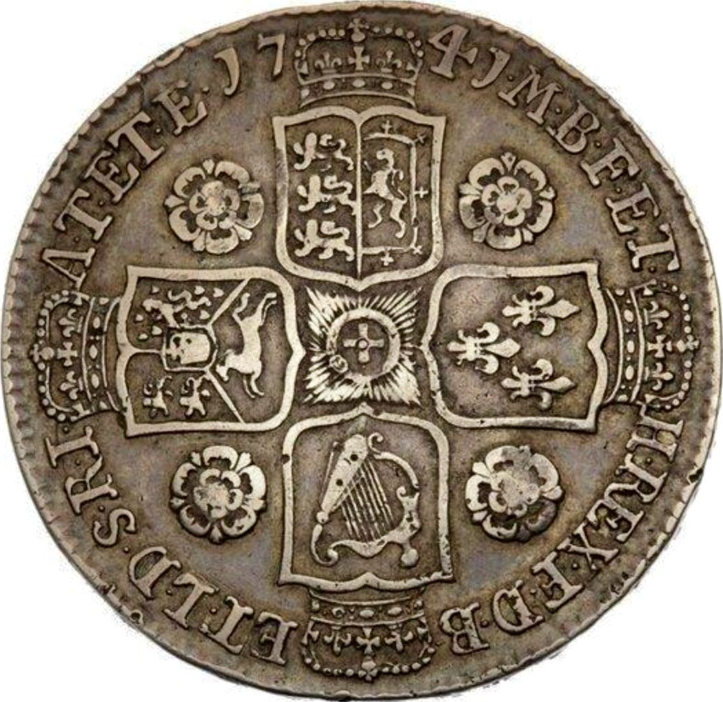 1741 Halfcrown Roses in angles Edge D. QVARTO S3693 ESC 1681 rare (R3) AVF/VF