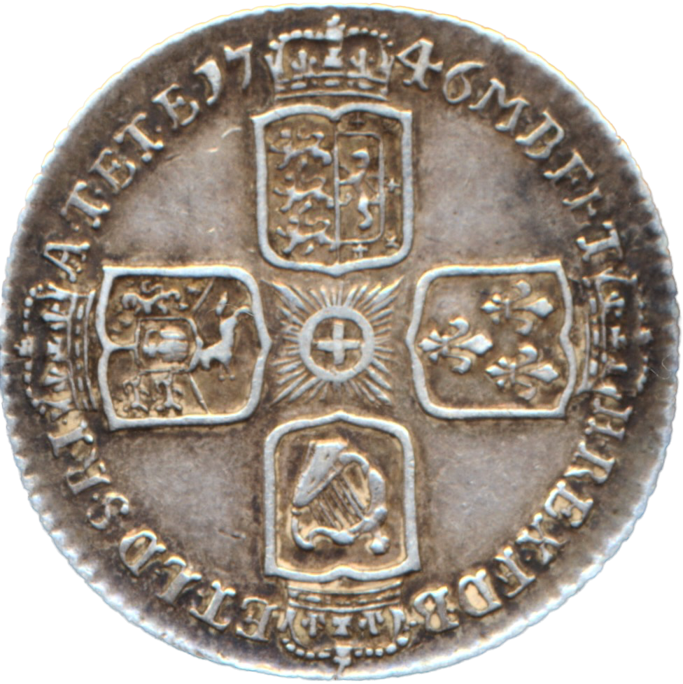 1746/5 LIMA Sixpence Young head Roses in angles S3710A ESC 1758 Very rare (R2) GVF