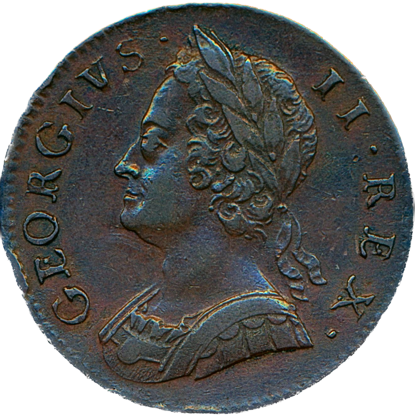 1746 Halfpenny 6 over 5 S3718 BMC 876var NVF