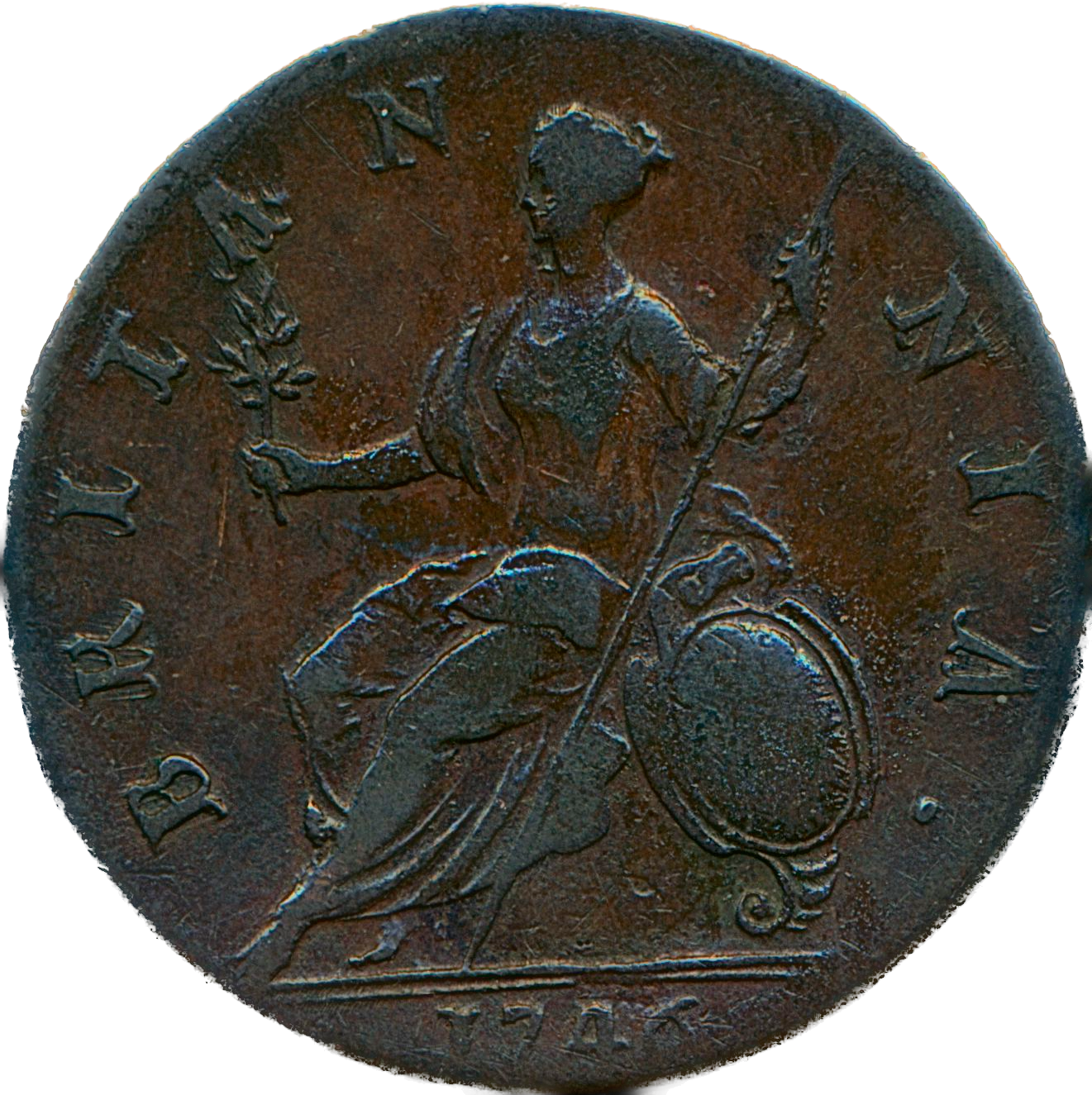 1746 Halfpenny 6 over 5 S3718 BMC 876var NVF