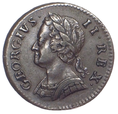 1746 Farthing S3722 BMC 888 V over U in GEORGIVS Extremely rare GVF