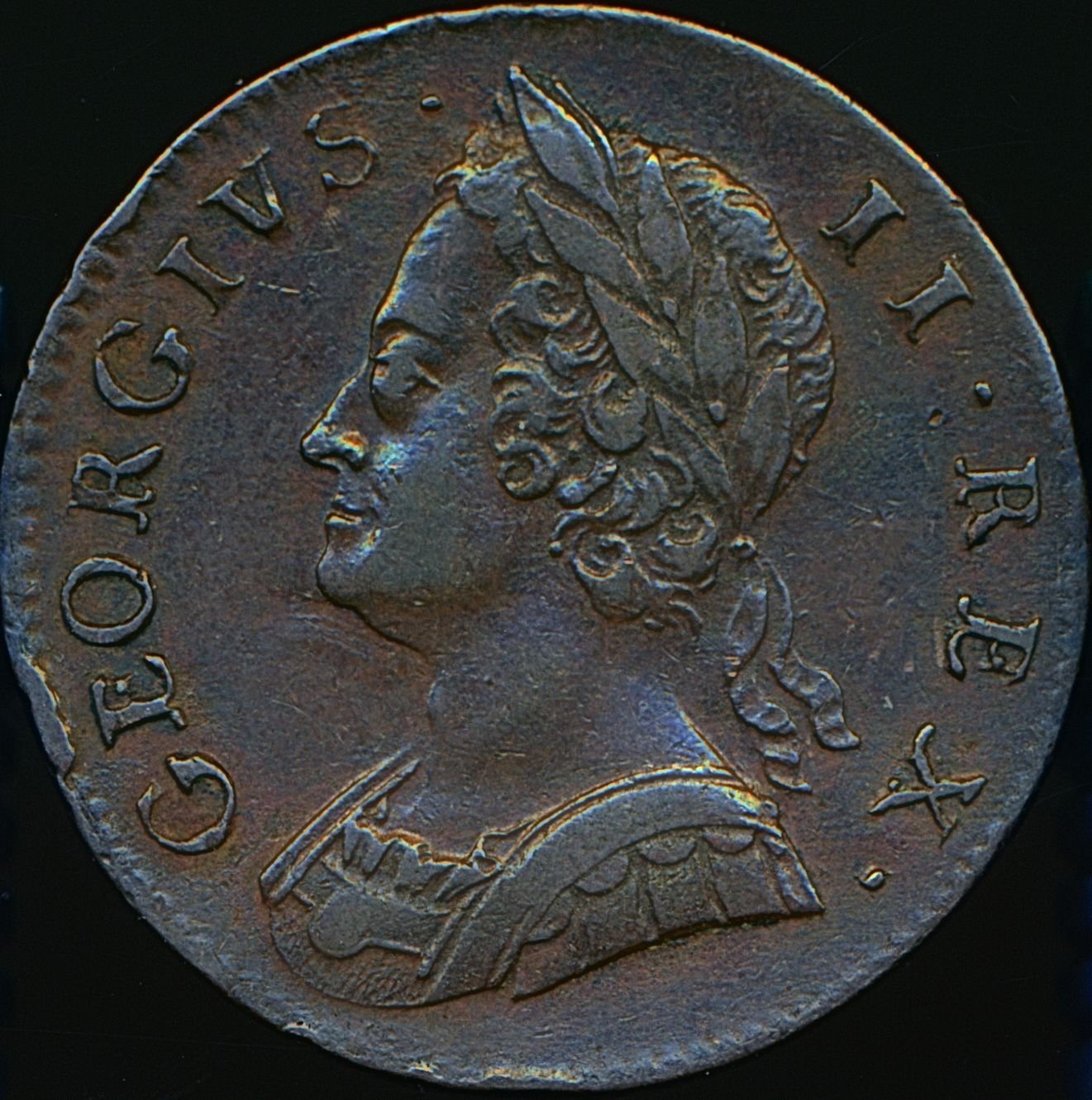 1746 Halfpenny 6 over 5 S3718 BMC 876var NVF