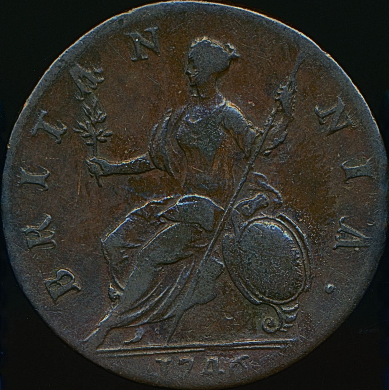 1746 Halfpenny 6 over 5 S3718 BMC 876var NVF